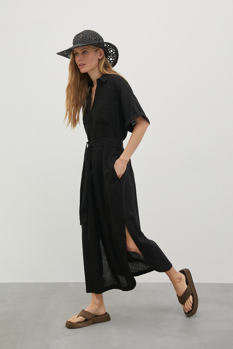 Льняное платье, цвет Черный, артикул: FSD110122_619. Купить в интернет-магазине FINN FLARE